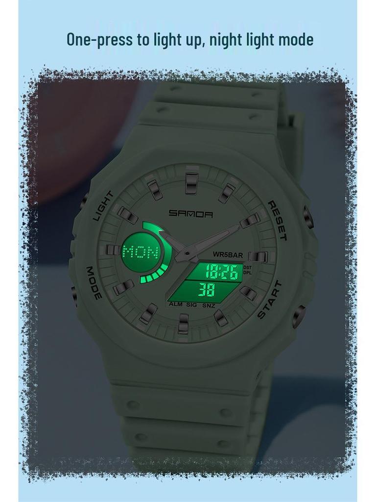 Sanda Dual Display Koreanischer Stil Wasserdicht Multifunktionale Studentenuhr