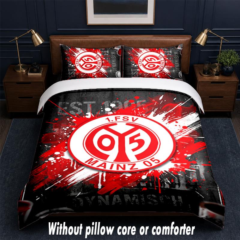 Mainz FC Design Bed Bedding Set 1 Duvet Cover + 2 Pillowcases Soft Breathable Household Bed Linens