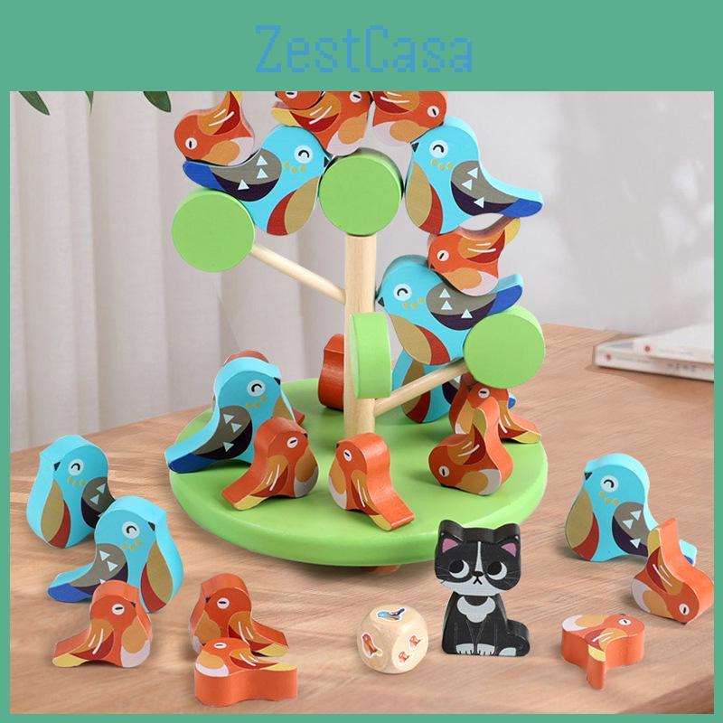 Wooden Bird Stacking Balance Tree Toy Puzzles For Kids Educational Family Play
