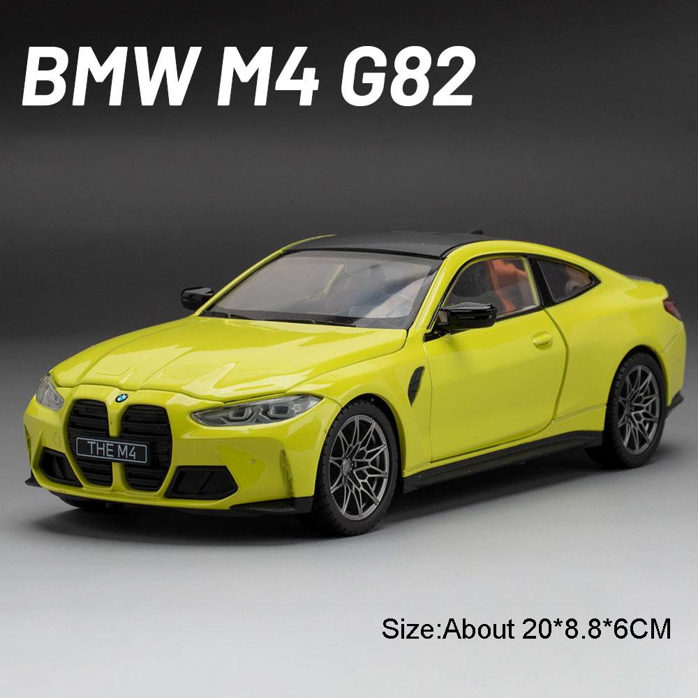 

1:23 BMW M4 G82 Спортивный Автомобиль Модель Игрушка Металлический Корпус Резиновые Шины Колесо Рулевое Управление Амортизация Модели Коллекция Автомобили Украшения жёлтый