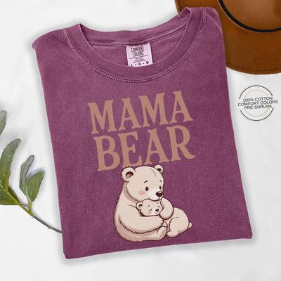 Mama Bär Shirt Comfort Colors, Süßes Bären Mama T-Shirt, Mama Bär Junges Shirt, Muttertagsgeschenk für Mama, Geschenk für frischgebackene Mama, Gemütliches Mama Leben T-Shirt