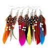 Bohemian Women Indian Feather Beads Tassel Dangle Hook Earrings Jewelry Gift