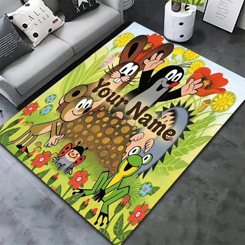 Animal Friends Garden Custom Name Carpet Rug For Living Room Bedroom Home Sofa Decoration Kids Play Nonslip Floor Mat