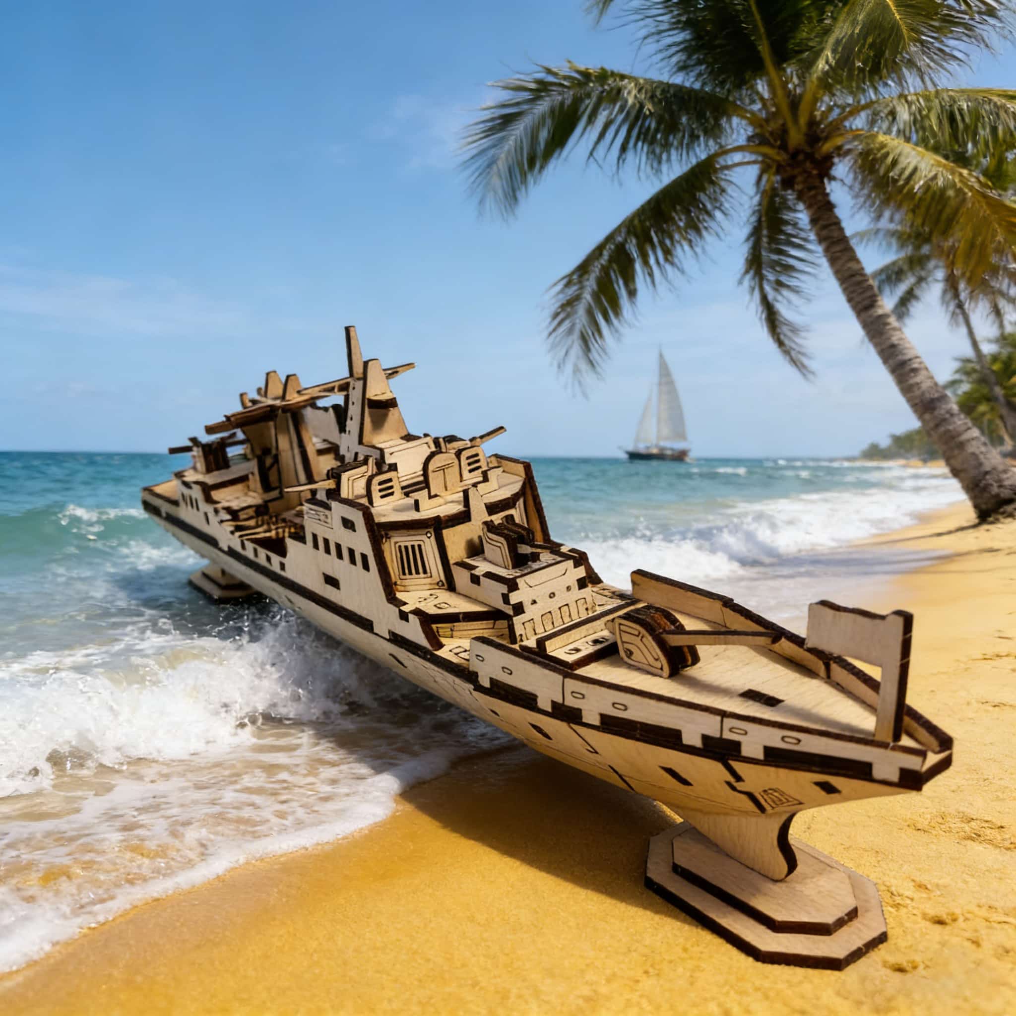 

3D Wooden Puzzle Warship Scale Miniature DO-IT-YOURSELF Miniature Kit Handcrafted Present Home Decor Assembly Toy білий
