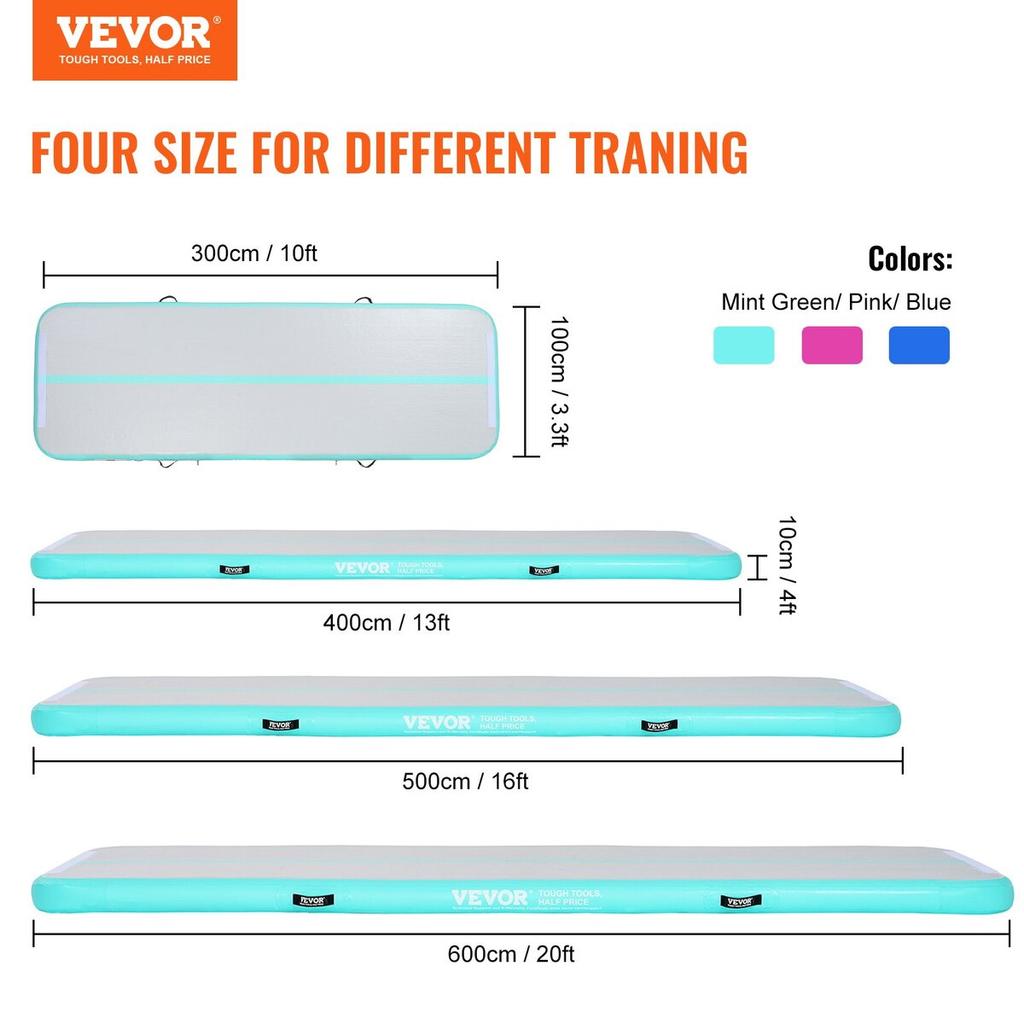 13FT Air Track Inflatable Training Tumbling Gymnastics Gym Mat with Pump