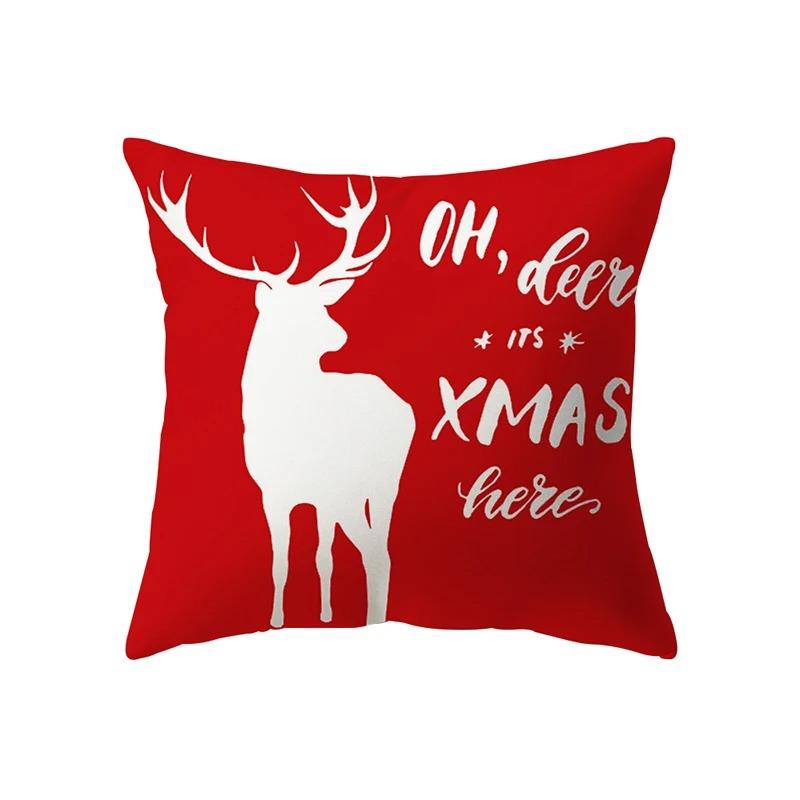 Christmas Decoration Theme Cartoon Print Pattern Cushion Cover For Home Living Room Sofa Pillow Cover