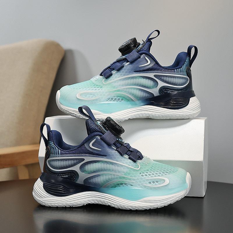 2025 summer new boys basketball shoes fashionable versatile mesh breathable rotating buckle youth sneakers