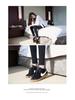 Spring Autumn Slim Fit Mid-Waist Women's Skinny Blue Elastic Jeans