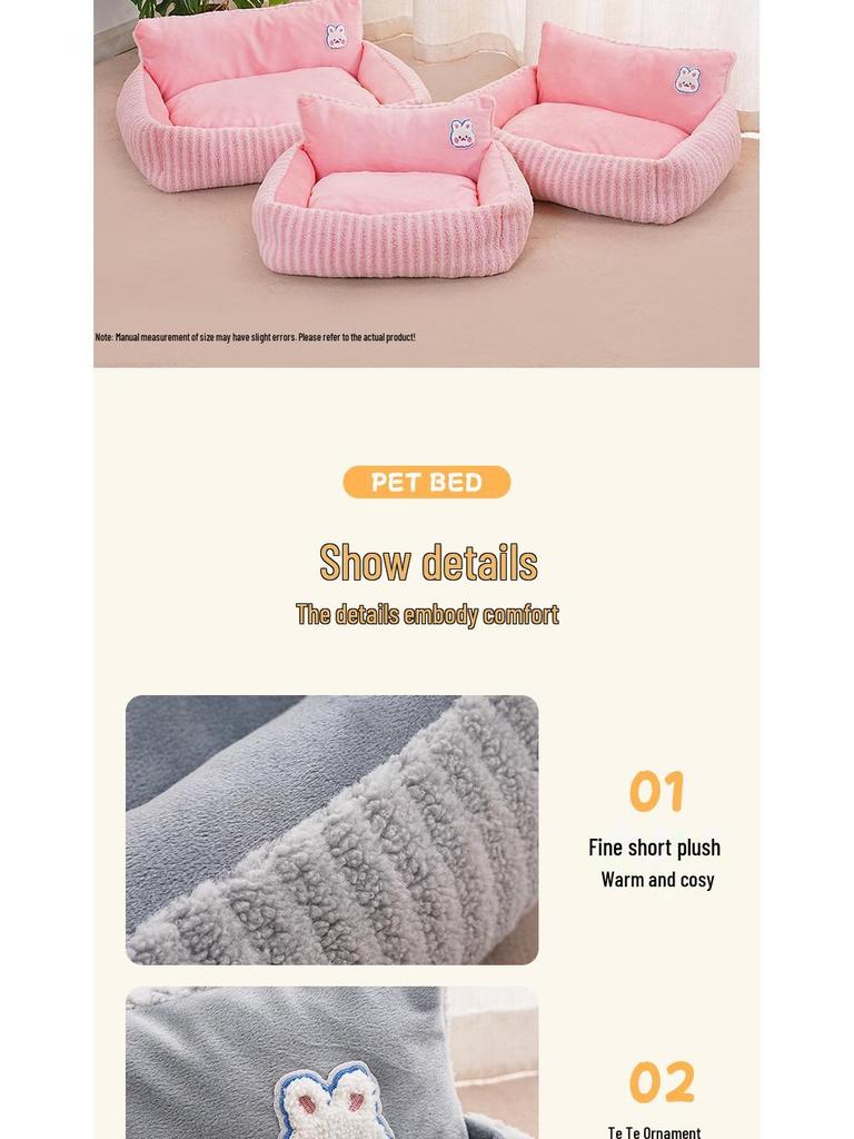 Winter Warm Pet Sofa Bed - Thickened All-Season Nest for Cats & Dogs