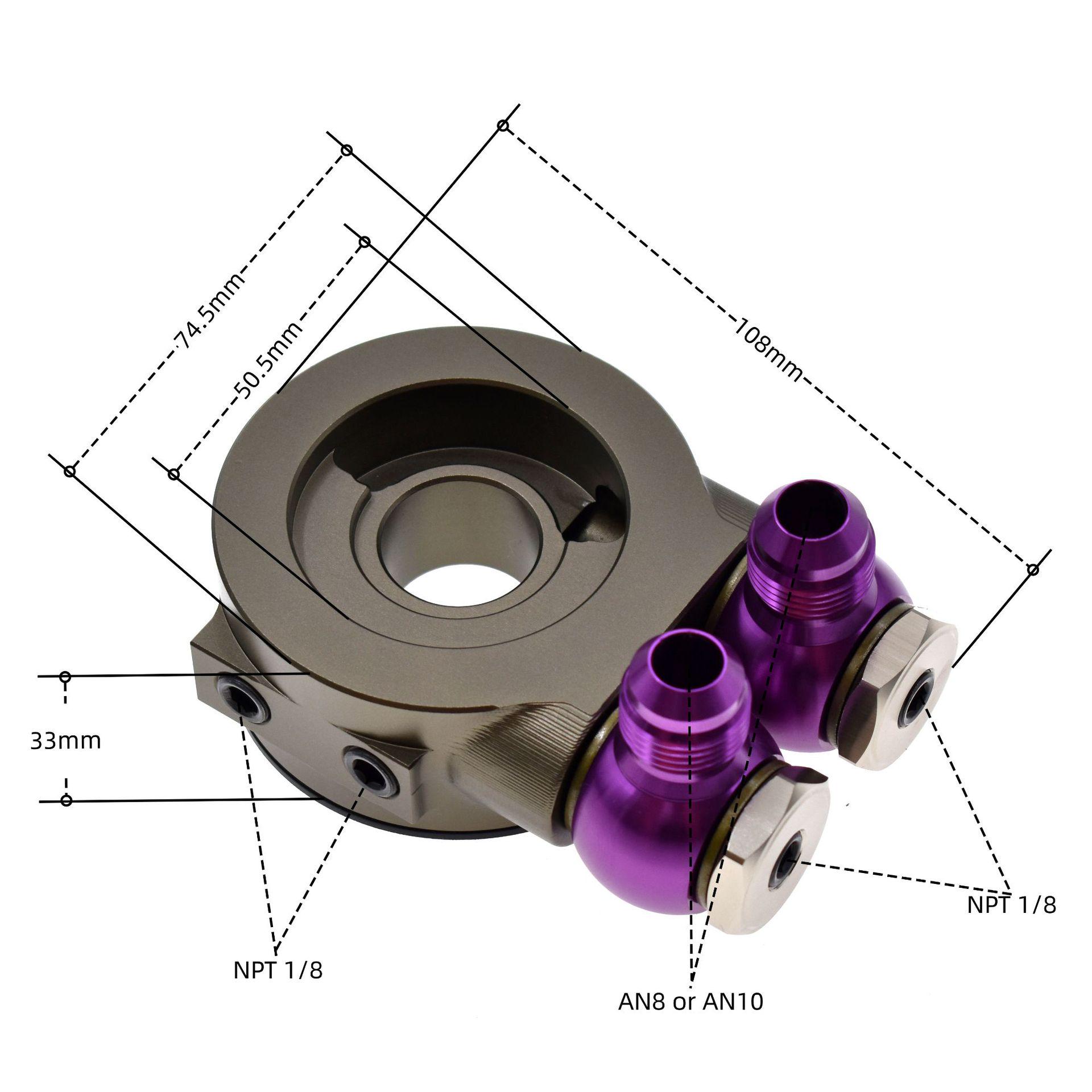 

Car Oil Cooler Radiator Adapter Base, Medium Thickness, AN10/AN8 Compatible AN8 (3/4-16 central rod, M20-1.5 central rod)
