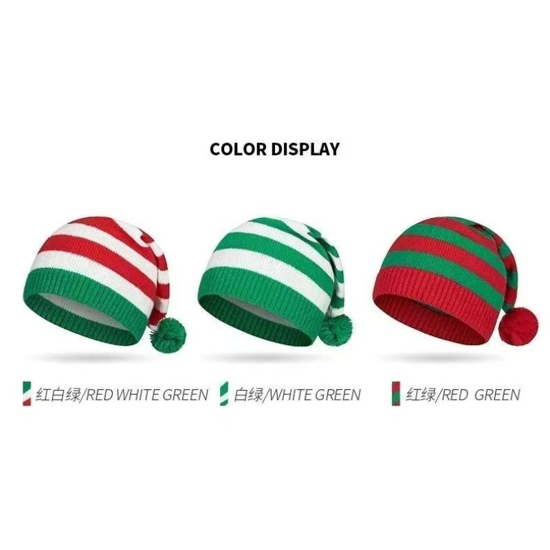 1pc Cosplay Santa Hat Christmas Xmas Party Beanie Hat Red Knitted Stocking Skull Cap for Adult Women Men,suitable for Christmas