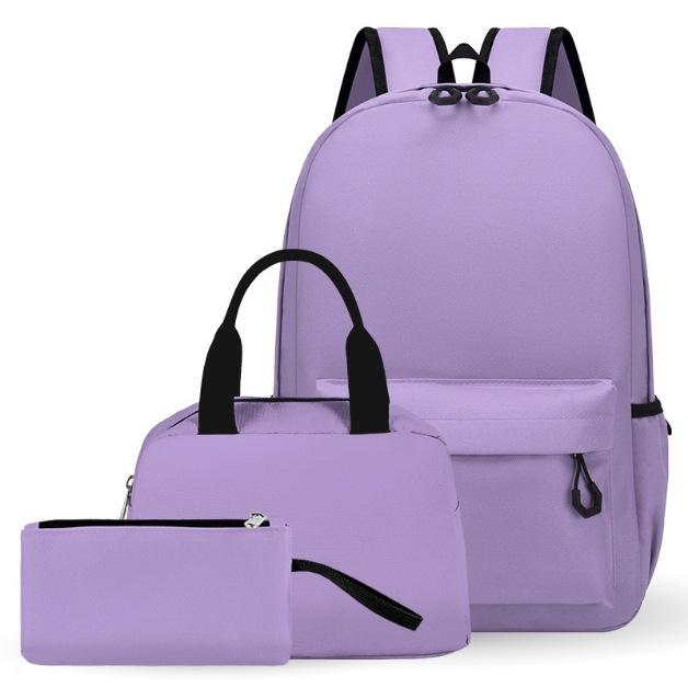 3-delige Schoolrugzakset voor Studenten Grote Capaciteit Oxford Stof Schooltas met Schouderband en Etui One size fits all paars