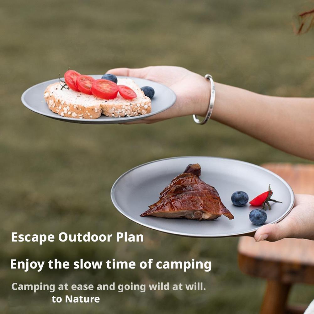 Titan-Reinigungsteller Ultraleicht Tragbar Sicher Rund Speiseteller Wandern Picknick Barbecue Zuhause Outdoor Kochgeschirr