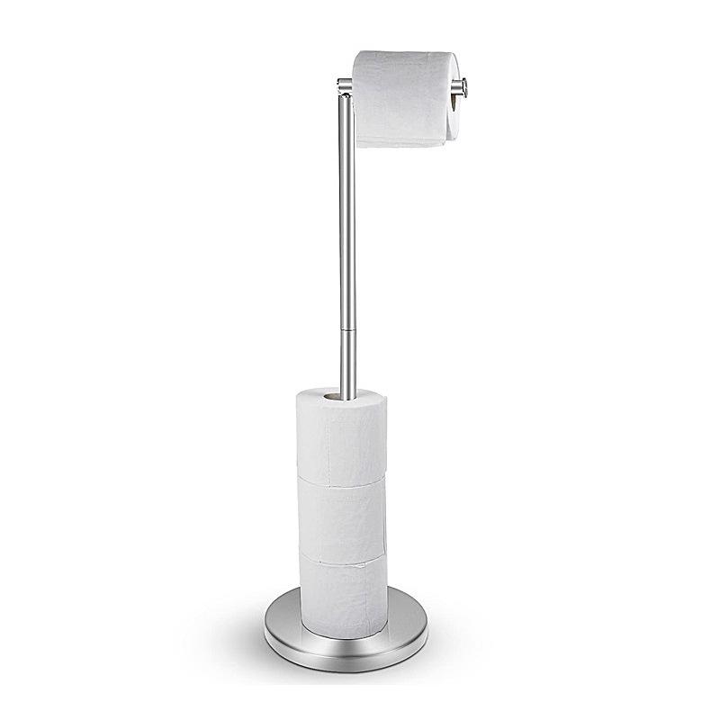 Stainless Steel Floor-Standing Toilet Paper Holder, Punch-Free Design