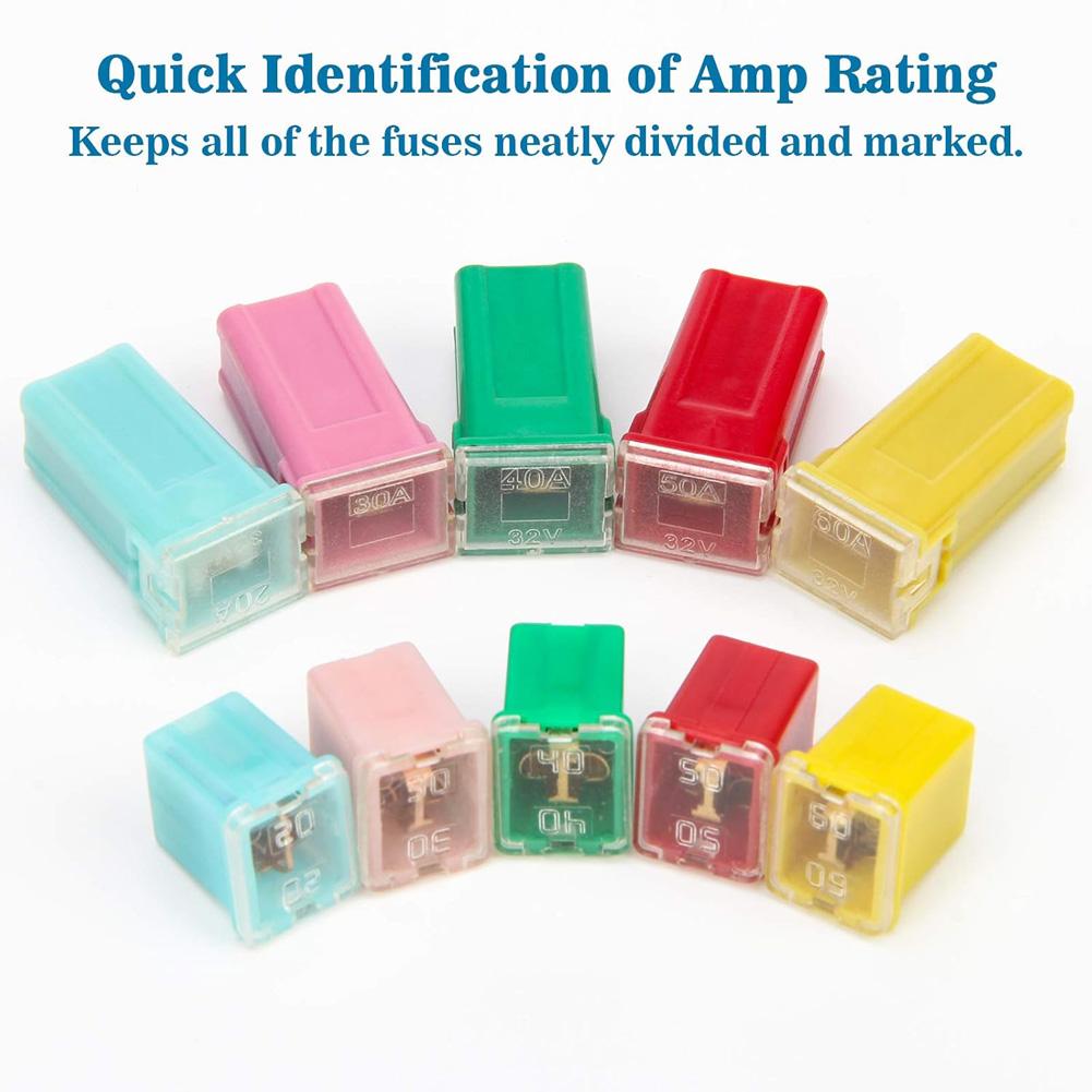 30 adet Araba Sigortası Çeşitliliği Kiti 20A 30A 40A 50A 60A Otomotiv Uzun ve Alçak Profil Kutu Şeklinde Çeşitli Sigorta Otomobil RV İçin