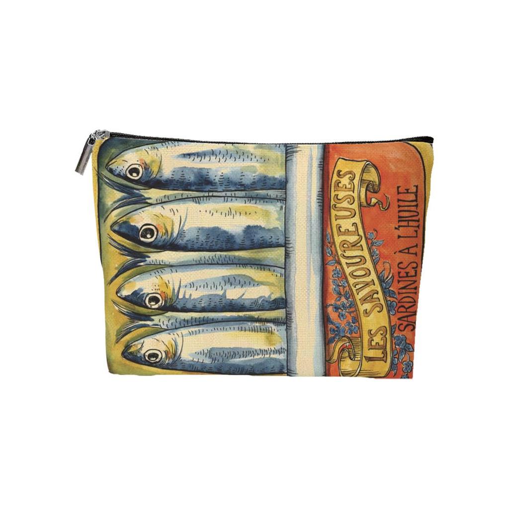 Beach Life Sardine Makeup Bag – Summer Vacation Travel Organizer & Accessories Pouch