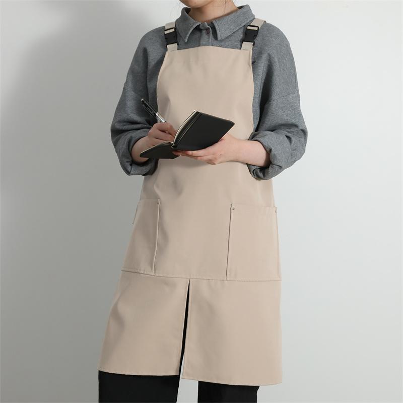 Kuchyňská Kavárna Pracovní Nepromokavá Zástěra s Kapsami a Rozparkem Vpředu pro Ženy a Muže Olejuvzdorná Zástěra pro Baristu Šéfkuchaře Číšníka