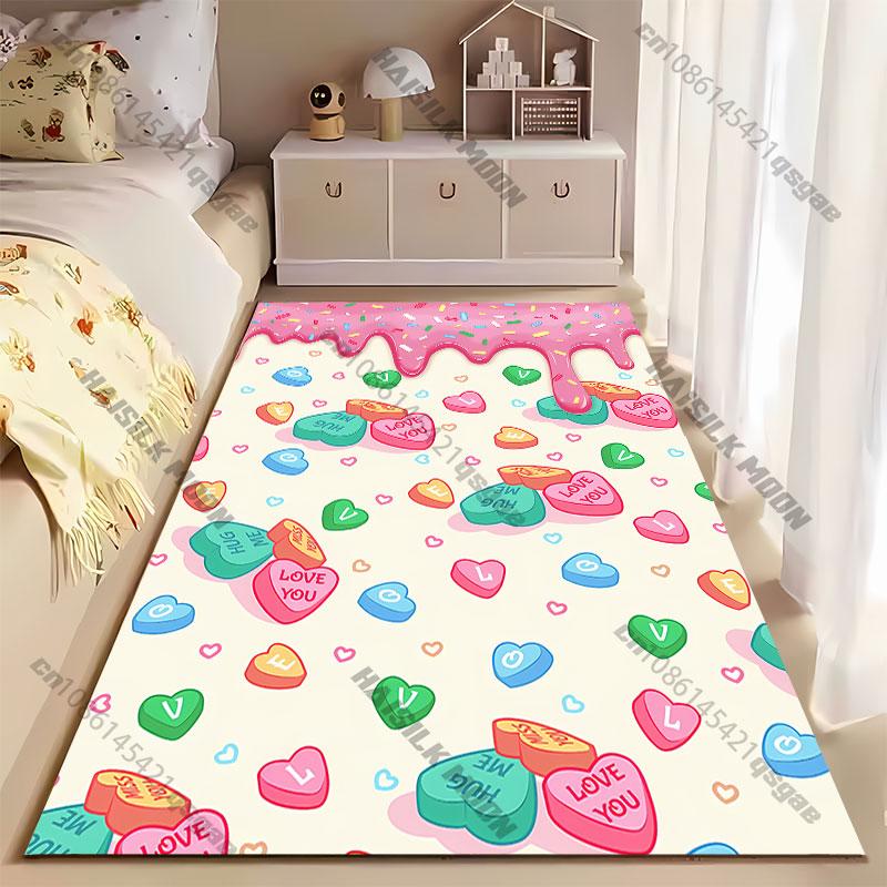 Colorful sweet candy hearts carpet Yoga living room room decor children's crawling mat doormat area rug games mat