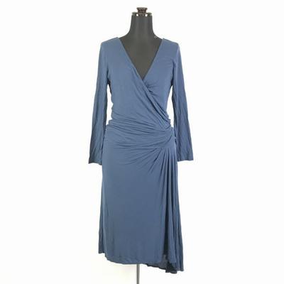 USA Samt Graham & Spencer Wickelkleid Langarm S Blau Marine(GEBRAUCHT)