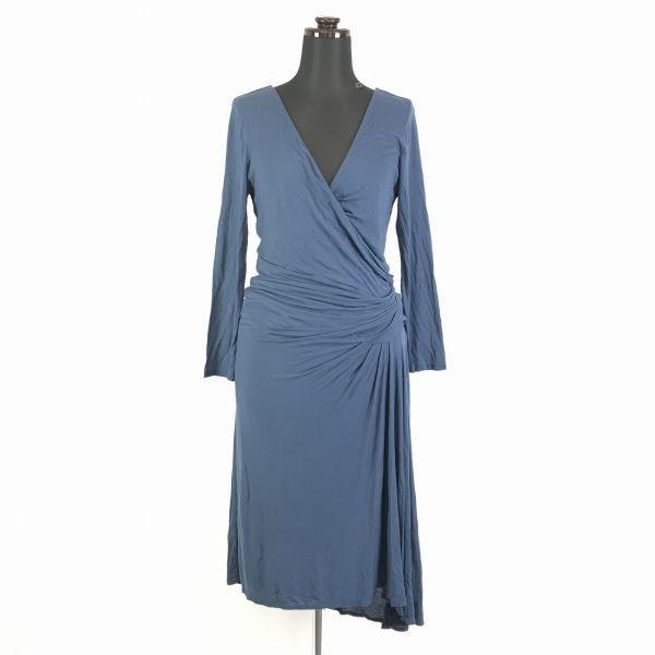 

USA Velvet Graham & Spencer Wrap Long Sleeve Dress S Blue Navy(USED)