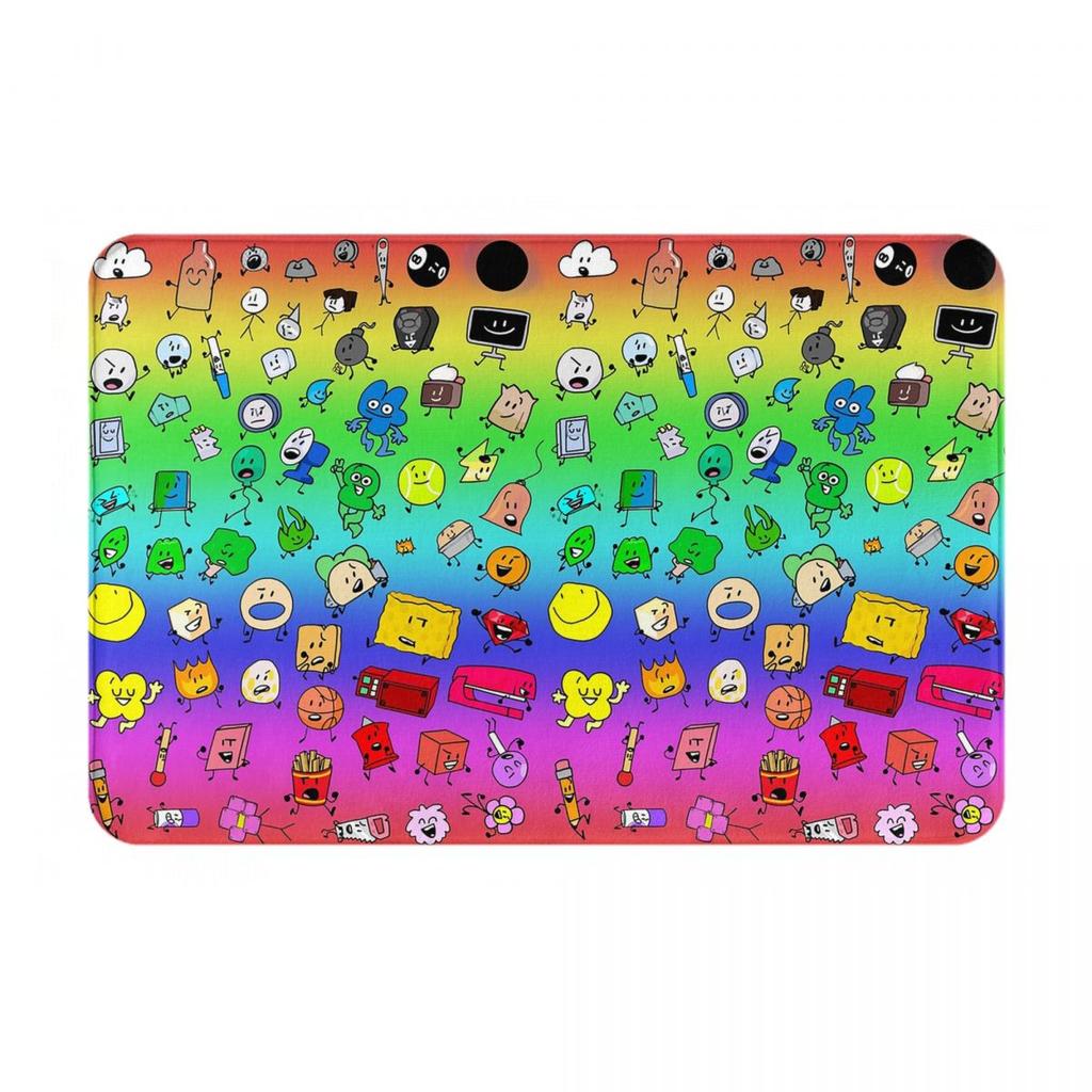 BFDI All Characters Rainbow Non-slip Doormat Floor Mat Cushion Carpet Rug for Kitchen Entrance Home Bedroom Footpad Mats