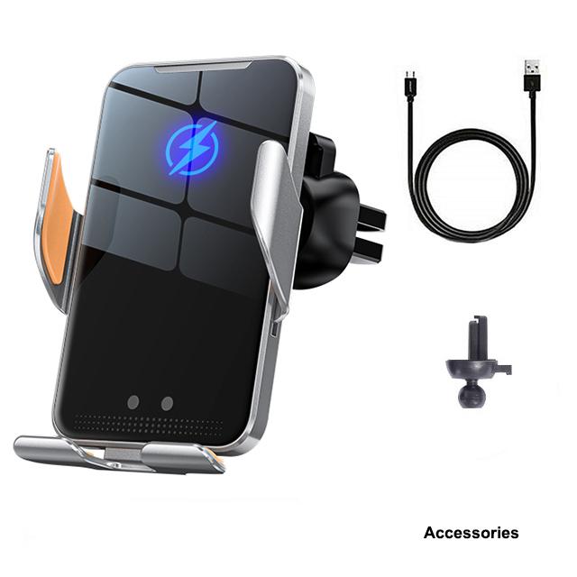 Wireless 15w Fast Charger Automatic Clamp Car Mount For Iphone 14 13pro 13 12 Infrared Sensor Phone Car Holder Build-in Battery