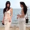 Island Chic: Sexy Lace Bandeau Swimsuit & Split Long Dress for Women