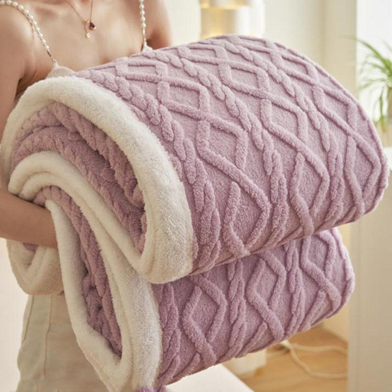 Winter Blanket Taffeta Office Sofa Nap Leisure Blanket Double-Sided Velvet Jacquard Coral Velvet Warm Bed Blanket