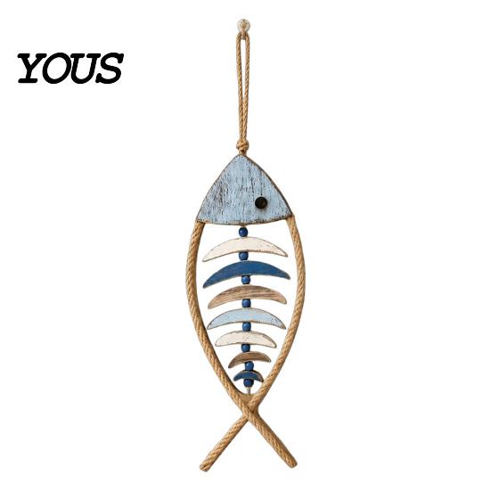 Anti Deformation Window Decoration Wooden Fish Wall Hanging Pendant With/Without LED Light, Nautical Decor, Coastal Theme Fishbone Wear Resistant