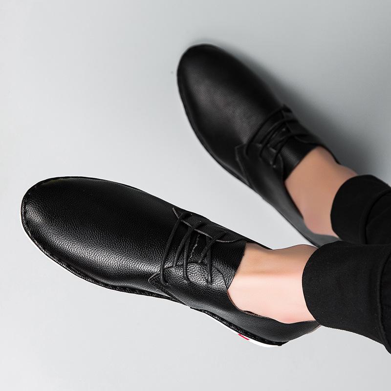 Scarpe da guida per studenti superficie morbida a strato singolo casual suola sottile scarpe da guida cucite a mano piccole scarpe in pelle comode e alla moda