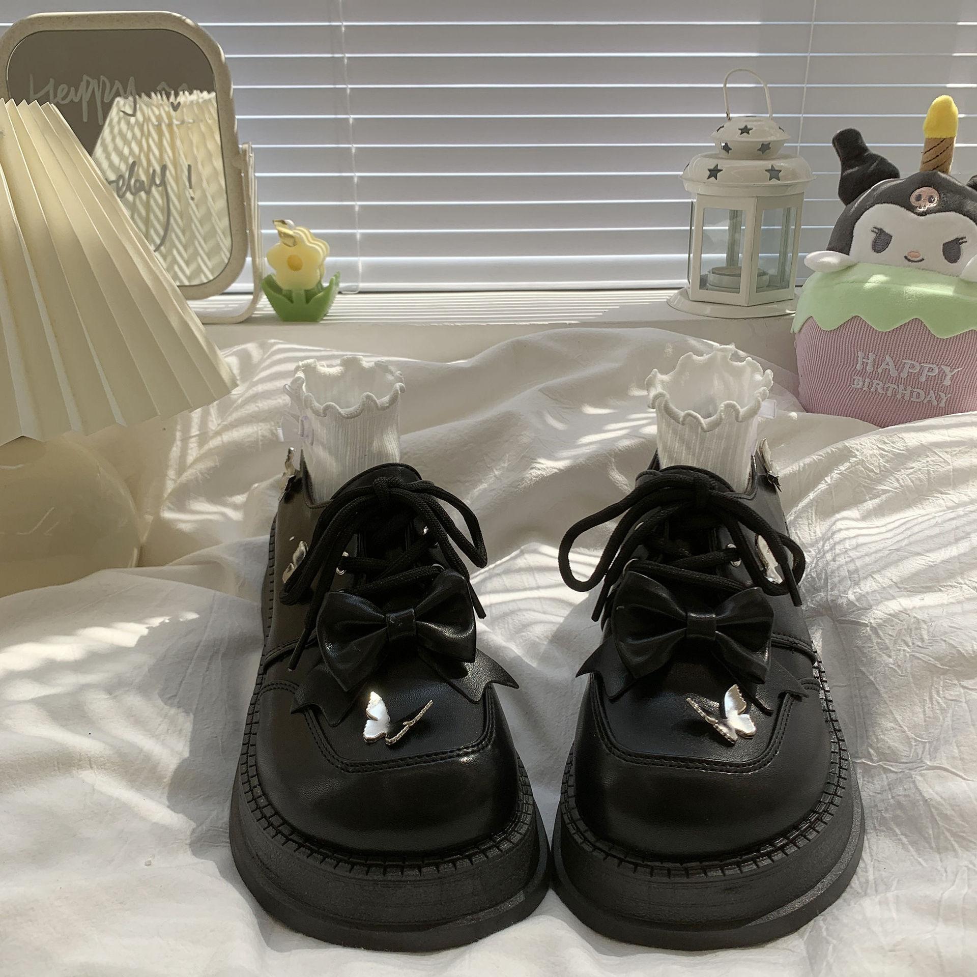 

Туфли платформа маленькие кожаные туфли весна новые британские круглый носок бант Мэри Джейн 40 чёрный