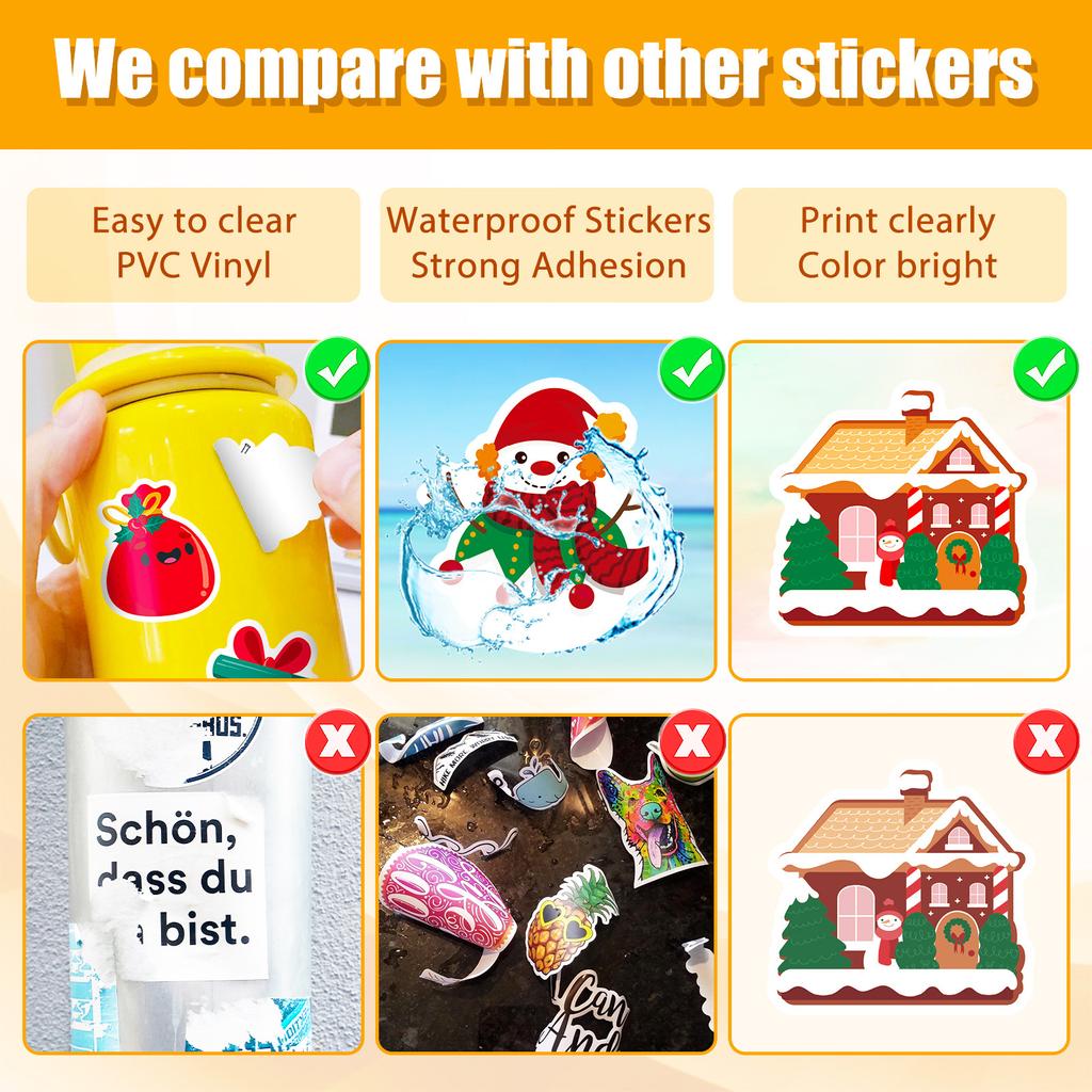 50pcs Holiday Christmas Theme Sticker for Phone Laptop Car Kids Xmas Waterproof Sticker