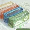 Transparent Mesh Double-Layer Pencil Case for Students - Large Capacity Stationery Bag
