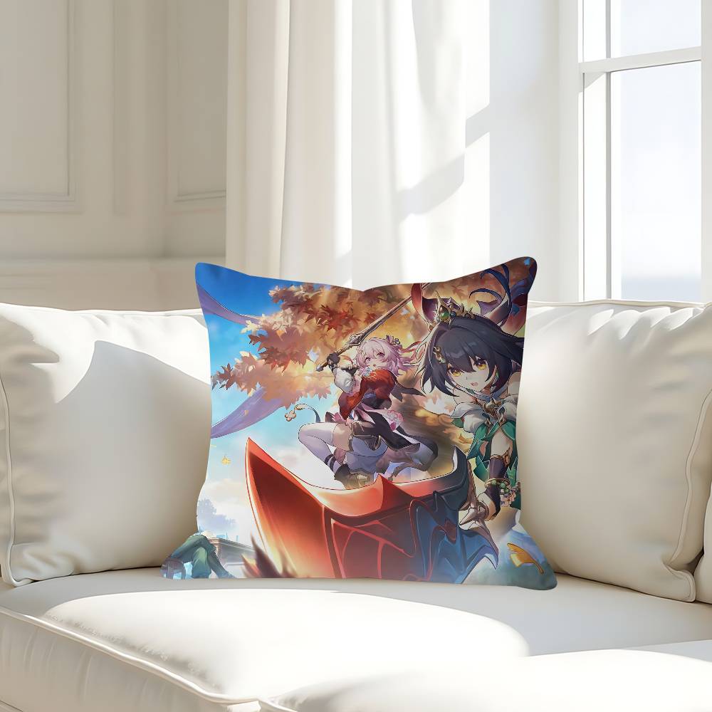 H-Honkai Star Rail Kissenbezug Abnehmbarer Waschbarer Kissenbezug – Ganzjahresweichleinen