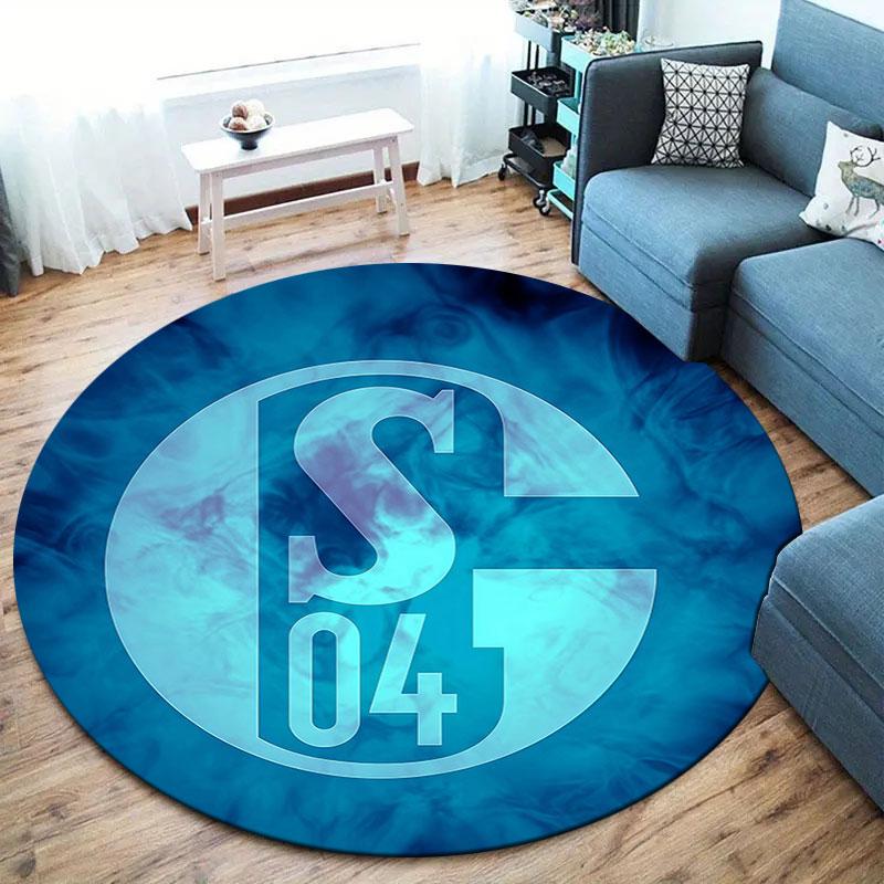 FC Schalke 04 Round Area Rug,Carpet Rug for Living Room Bedroom Sofa Playroom Decor,Non-slip Floor Mat