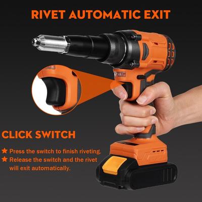 10000N Rivet Nut Guns Drill Insert Nut Pull Riveting Tool With LED Light Cordless Electric Rivet Gun