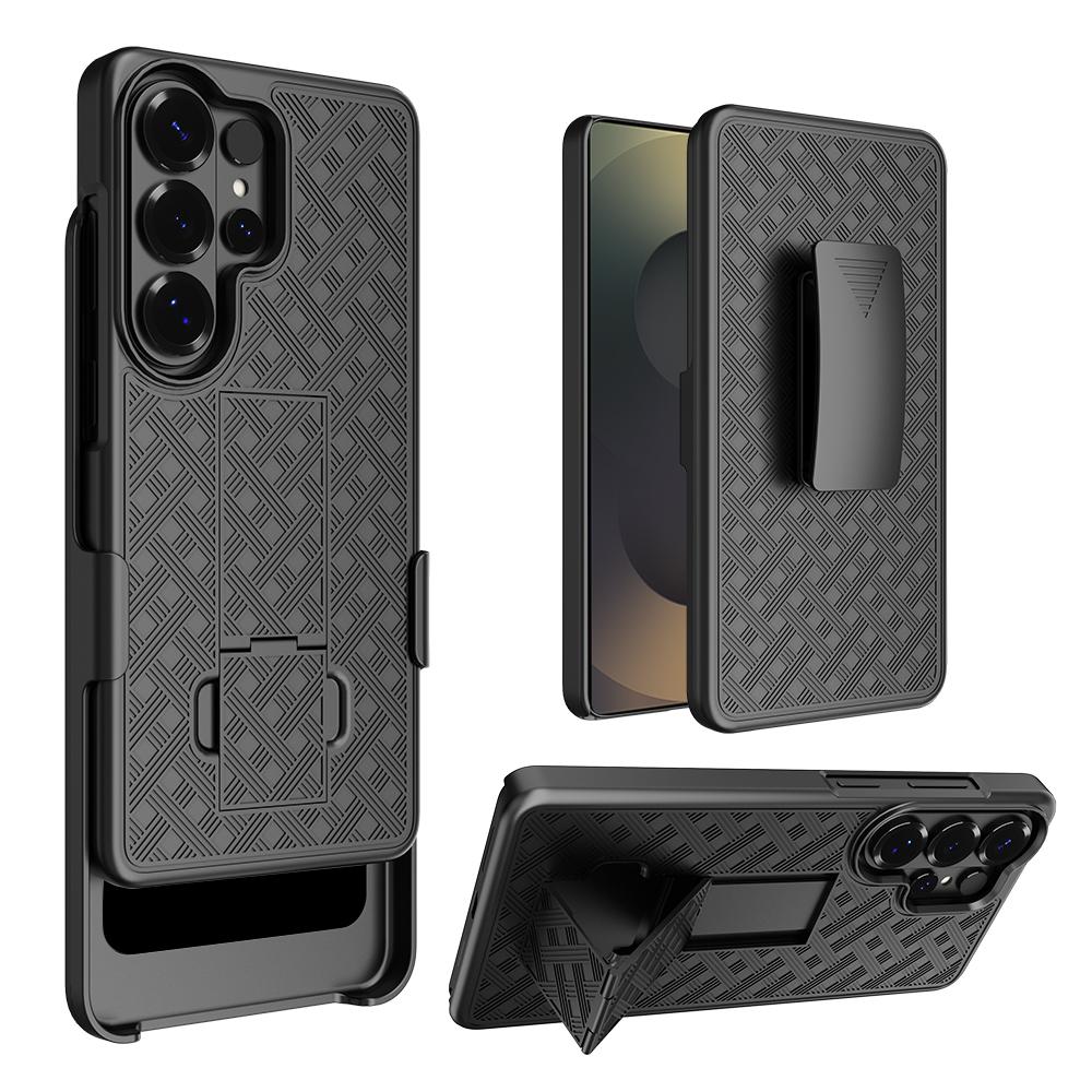 

Woven 2 in 1 Hybrid Hard Shell Holster Combo Case With Kickstand & Belt Clip For Samsung Galaxy S26 Ultra 5G 6.8 Inch Pc + tpu&Galaxy S26 Ultra