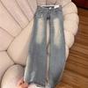 Damen Niedrige Taille Bootcut Jeans Vintage Helle Waschung Denim Hose Spitze Patchwork Lockere Schlaghosen Schick Herbst Büro Streetwear Hosen