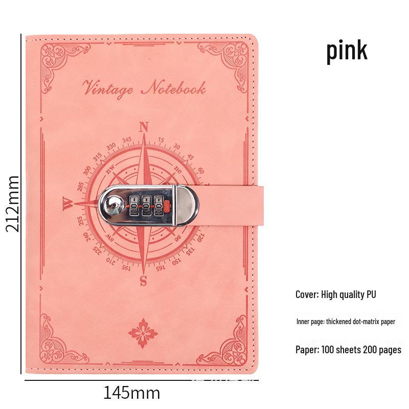 A5 Retro Password Lock Notebook Gift Box Set: Thick Creative Planner & Diary
