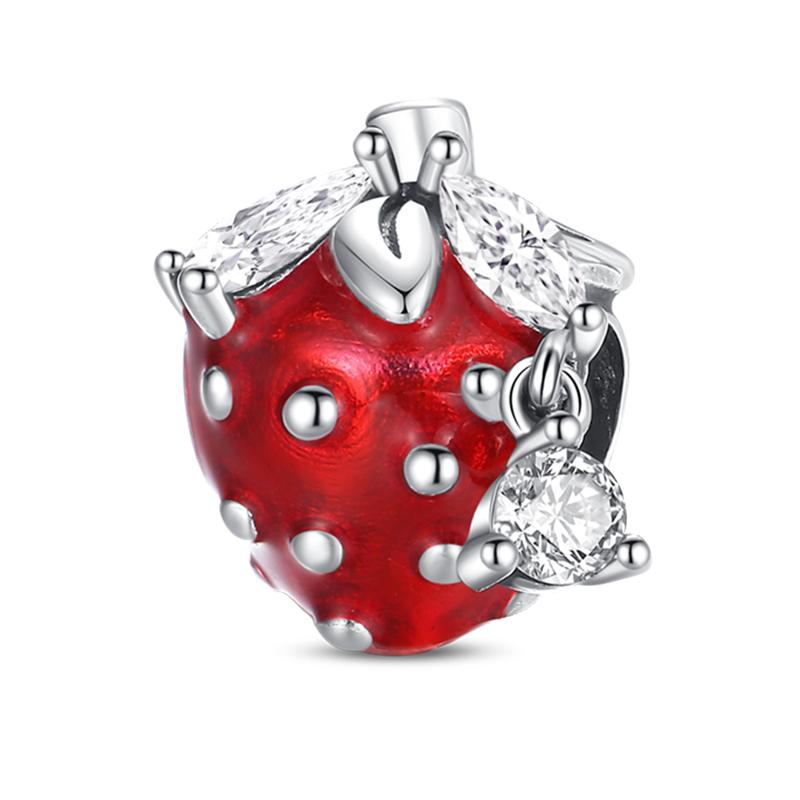Fits Pan Braceletscopper Charms Color Strawberry Cherry Blueberries Fruit Sweet Original Diy Jewelry Birthday Fine Gifts