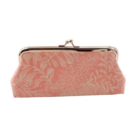 Coin Purse with Kiss-lock Closure Floral Lining Compact Canvas Wallet A