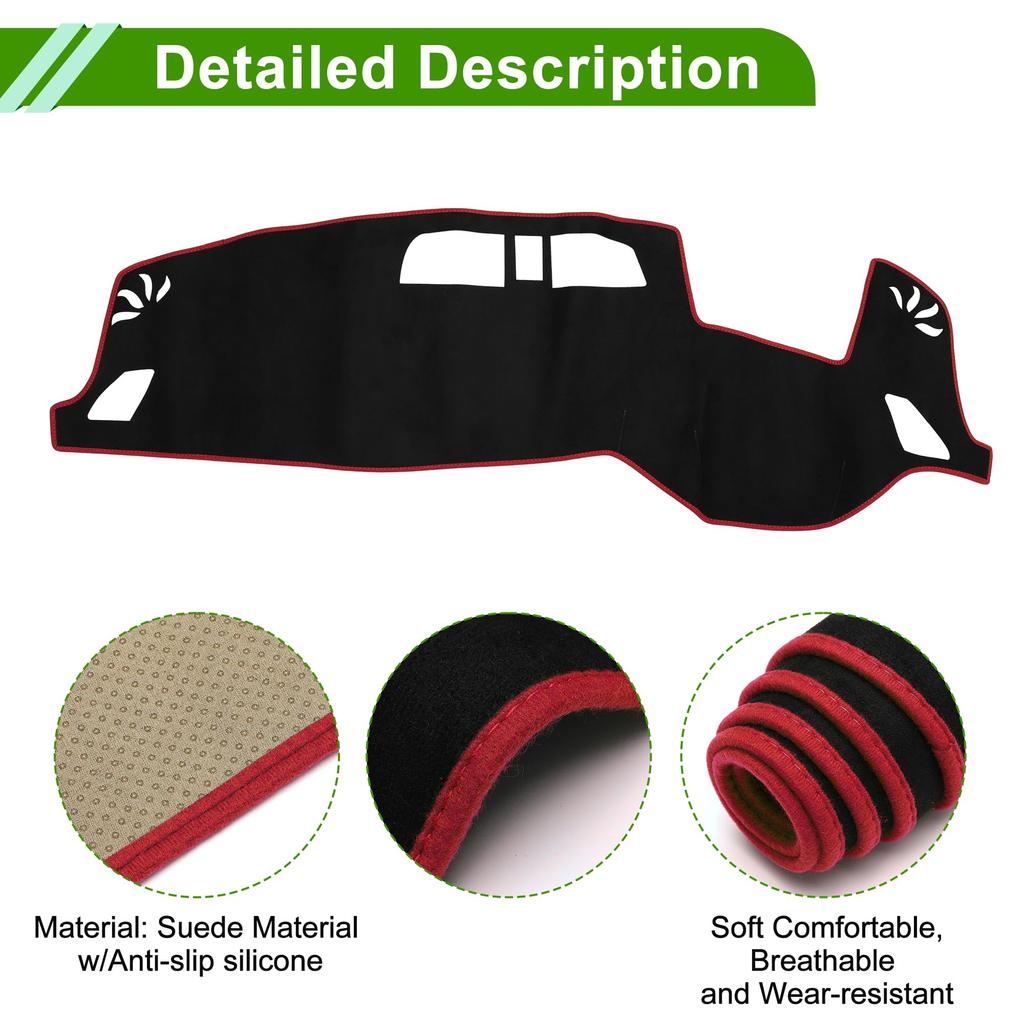 HOPESPANNER Dashboard Mat for Mitsubishi Outlander 3rd Generation 2021 with Dashboard Car Dash Mat Suede Reduces Interior Custom Heat Black with Red