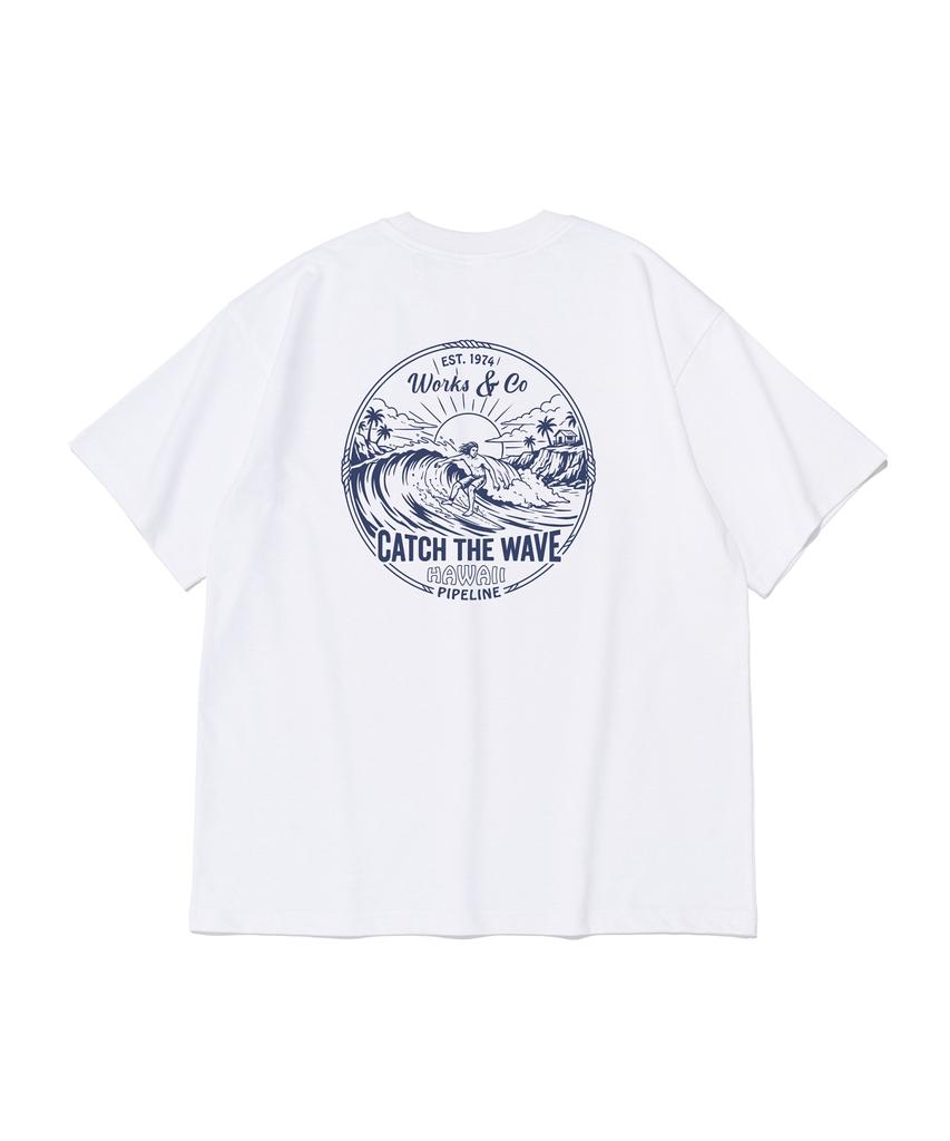 Wogseuaenko Surf Up Wave Short Sleeve Tee (White)