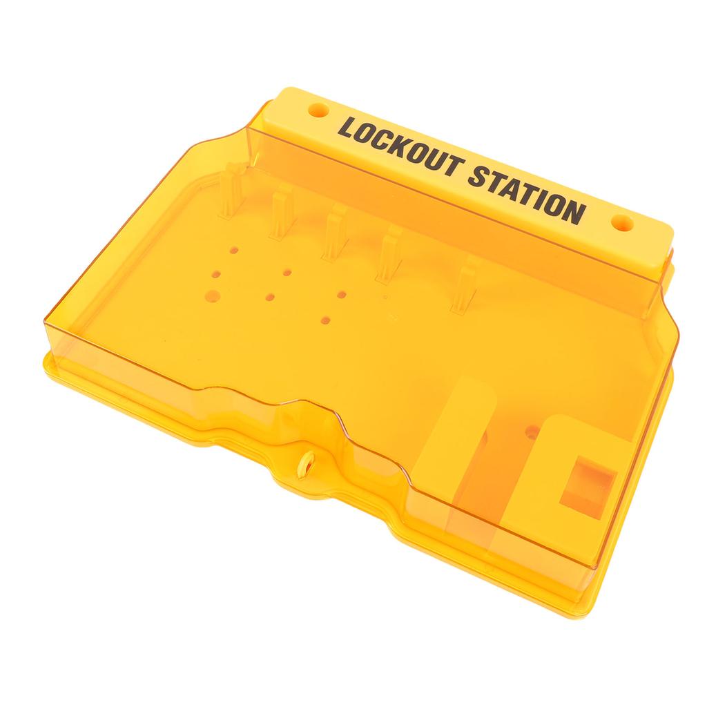 Lockout Tagout Station PC Wall Mount Lock Out Tag Out Kit Board with Wall Plugs Screws for Industry Yellow