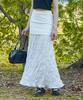 Collet Cooling Refrigerator Pleated Marmont Double Layered Flare Long Skirt [White] 607