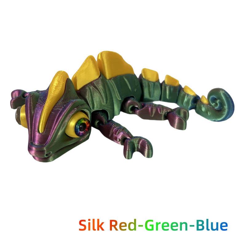 3D tištěná vícebarevná hračka chameleona Simulované pohyblivé oči Kreativní gradient Pascal Rapunzel Figurka ještěrky Hračka Dekorace domova