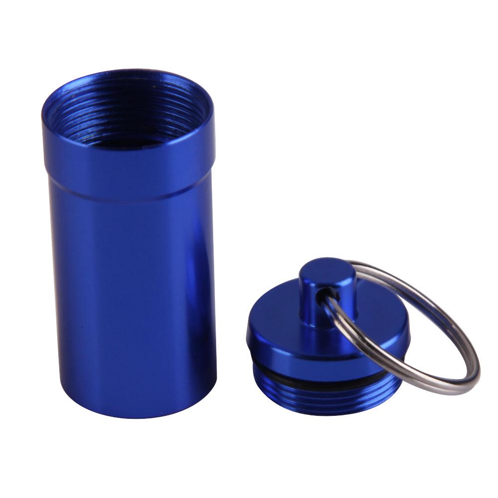 

1pc Mini Waterproof Pill Box Key Ring Chain Medicine Case Holder Container Outdoor Travel Portable Medicine Bottles синий
