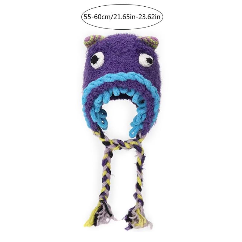 Winter Warm Plush Hat for Women Funny Monsters Hat Hooded Skull Hat Outdoor Activity Cap Windproof Headwear Pullover Hat