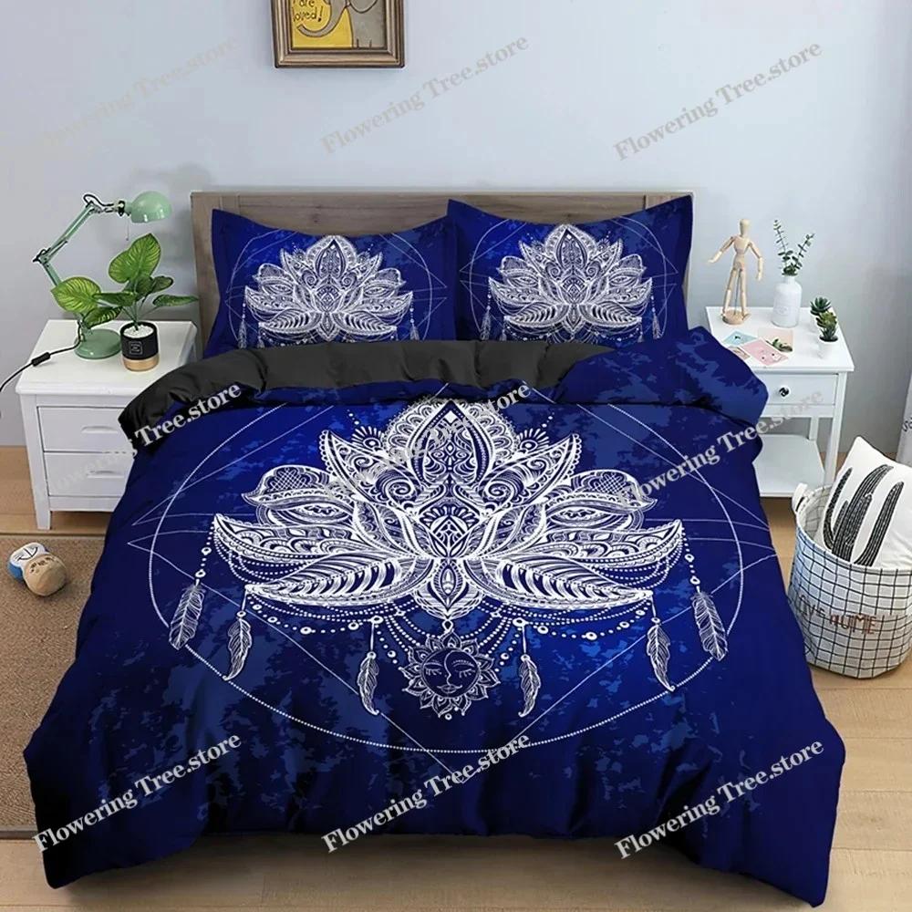 Bohemian Lotus Bedding Set Mandala Duvet Cover Bedroom Comforter Covers Single Twin King Size Quilt Cover Home Textile