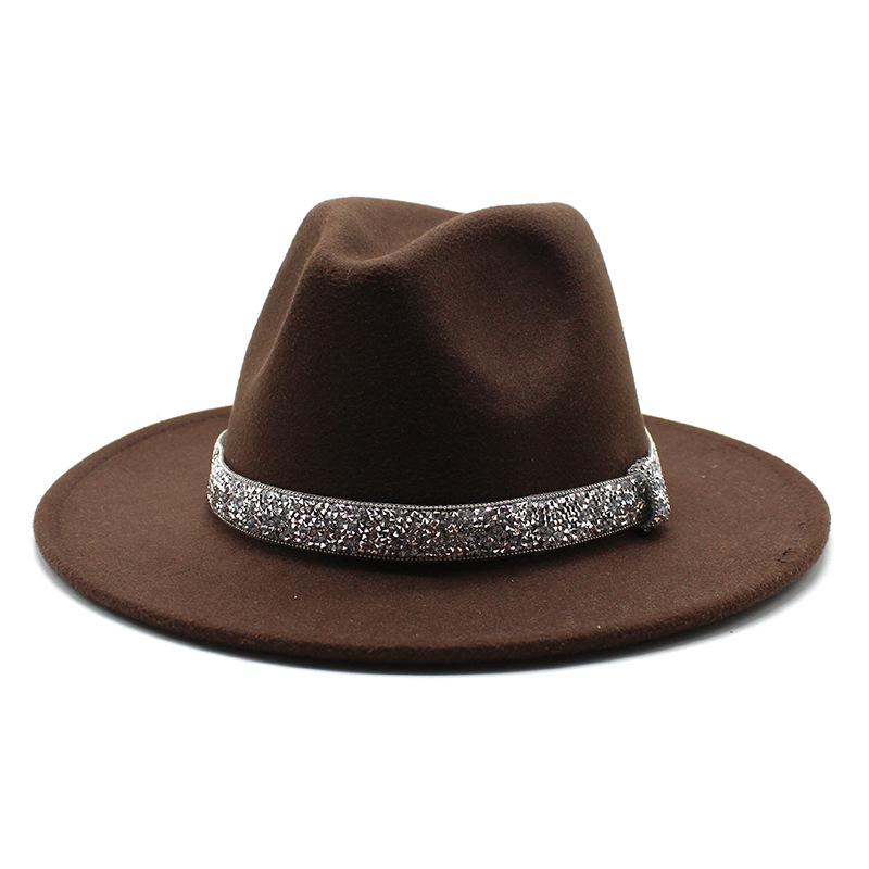 2021 Autumn Men'S And Women'S Woolen Hats, Solid Color Jazz Top Hats, Crystal Diamond Gift Hats